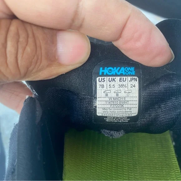 Hoka One One Mach 6 Women's Black White Running Sneakers Size 7B - Picture 13 of 15